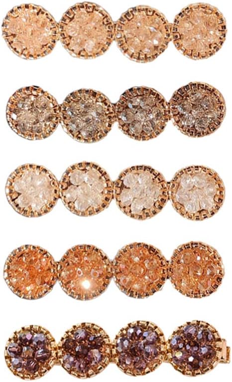 Minkissy 5Pcs Crystal Hair Clips Glitter Sparkly Round Clip Classic Bobby Pins Hair Accessories Fashion Hairpin for Women Ladies