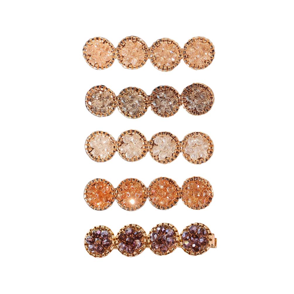 Minkissy 5Pcs Crystal Hair Clips Glitter Sparkly Round Clip Classic Bobby Pins Hair Accessories Fashion Hairpin for Women Ladies