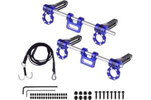 ZHUOYUEFSC 2PCS Aluminum Adjustable 1/10 RC Bumper Crawler Bumper with Fairlead D-Ring Tow Strap Tow Hook Strap for 1/10 RC Crawler TRX4 SCX10 Gspeed Power Wagon Body(Red) (Blue)