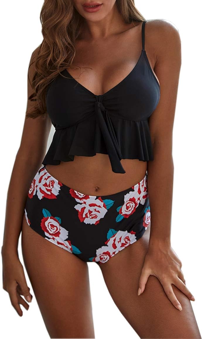 high waisted bathing suit set