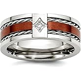 Chisel Stainless Steel Polished Brown IP Plated With Diamond 8mm Band Ring Size 10 Ring for Women and Men