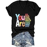 YTUGNE Teacher Shirts Women Be Kind V Neck T Shirt Back to School Tee Inspirational Teacher Tshirt Positive Short Sleeve Top