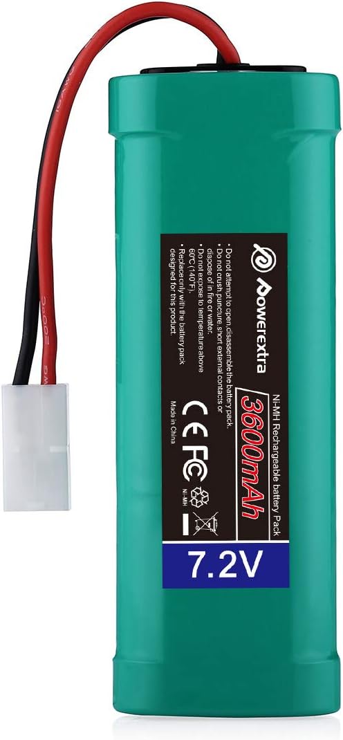 Powerextra 7.2V 3600mAh High Capacity Rechargeable 6-Cell NiMH Battery Pack Low-self Discharge with Standard Tamiya Connectors Compatiable RC Cars, RC Truck, RC Airplane, RC Helicopter, RC Boat: Home Audio & Theater