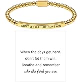 CLOORDE Dont Let the Hard Days Win Bracelet Stainless Steel Gold Beaded Bracelet Don't Let the Hard Days Win Stretchy Brace-let Motivational Inspirational Jewelry Gifts for Her