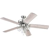 Prominence Home Saybrook Modern Farmhouse 52 Inch Ceiling Fan with Light, LED Ceiling Fan, Tri-Mount Indoor Fan with 5 Blades