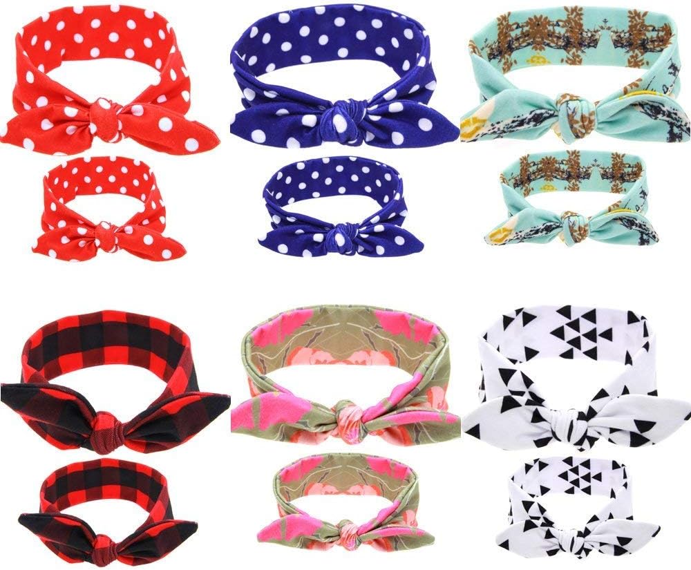 SoulQ 6 Sets Mommy and Me Headbands Hair Band Bow Knot Headbands Baby Hair Accessories Turban Baby Matching Head wrap Set, Style a, S - Image 3