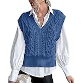 Sweater Vest for Women V Neck Sleeveless Knit Solid Casual Ribbed Preppy Pullover Tops