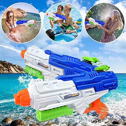 MOMOTOYS Water Gun Toys 2 Pack Water Blasters Super Soaker 1250CC High Capacity Squirt Guns Long Range 35Ft Water Pistol Shooter Pool Party Favors for Kids Adults Game Summer Gift Water Fun Fight Toys