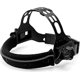 Marsrut Adjustable Headband Replacement with Sweatband for Welding Helmet Headgear PP Material Hood Accessories Part: Hollow Design, Black, Round Hole Mask, welding-headgear-010424