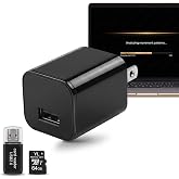 LOKX Security Camera USB Wall Charger, No WiFi Needed, 1080P HD Indoor Security Camera &amp; Nanny Cam, 64GB SD Card Included, Motion Detection, AI Security App for Home &amp; Office