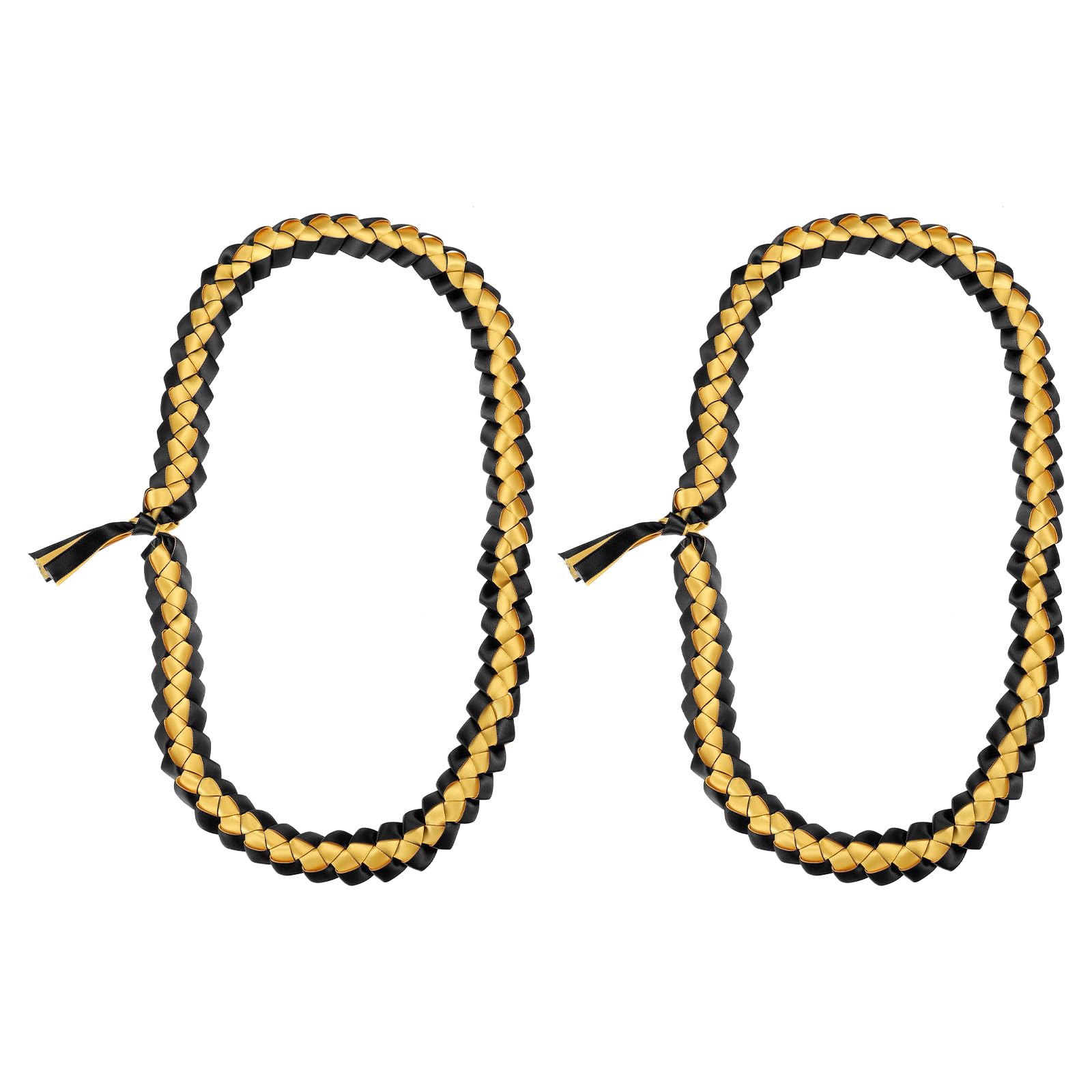 PATIKIL 47inch Graduation Leis, 2Pcs Graduation Ribbon Leis Graduation Money Leis Class Bright Color DIY for National-Honor-Society, Gold and Black