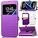 S7 Case, Galaxy S7 Case, ArtMine Quilted Plain Color Window View Function PU Leather Flip Folio Book Style Card Slots Kickstand Wallet Phone Case for Samsung Galaxy S7 Purple