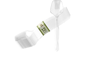 R-KAY 12 Pack Plastic Serving Spoons For Buffet - Clear Plastic Serving Utensils For Hot And Cold Food - Heavy Duty Disposable Serving Utensils For Parties, Holidays And Gatherings (8.5 Inch, 12, Count)
