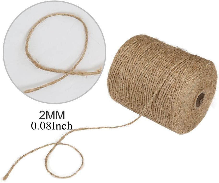 Tenn Well Natural Jute Twine, 3Ply 984Feet Arts and Crafts Jute Rope Industrial Packing Materials Packing String for Gifts, DIY Crafts, Decoration, Bundling, Gardening and Recycling : Office Products