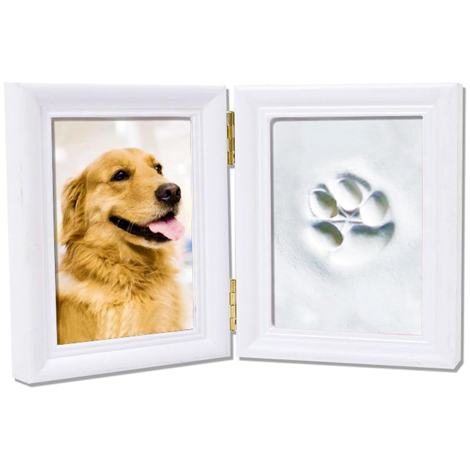QSLKI Pet Memorial Photo Frame,Dog or cat paw print pet souvenir, pet paw print souvenir set, clay paw print kit，clay personalized pet souvenir, foldable pet photo frame，for pet lovers (style 1)