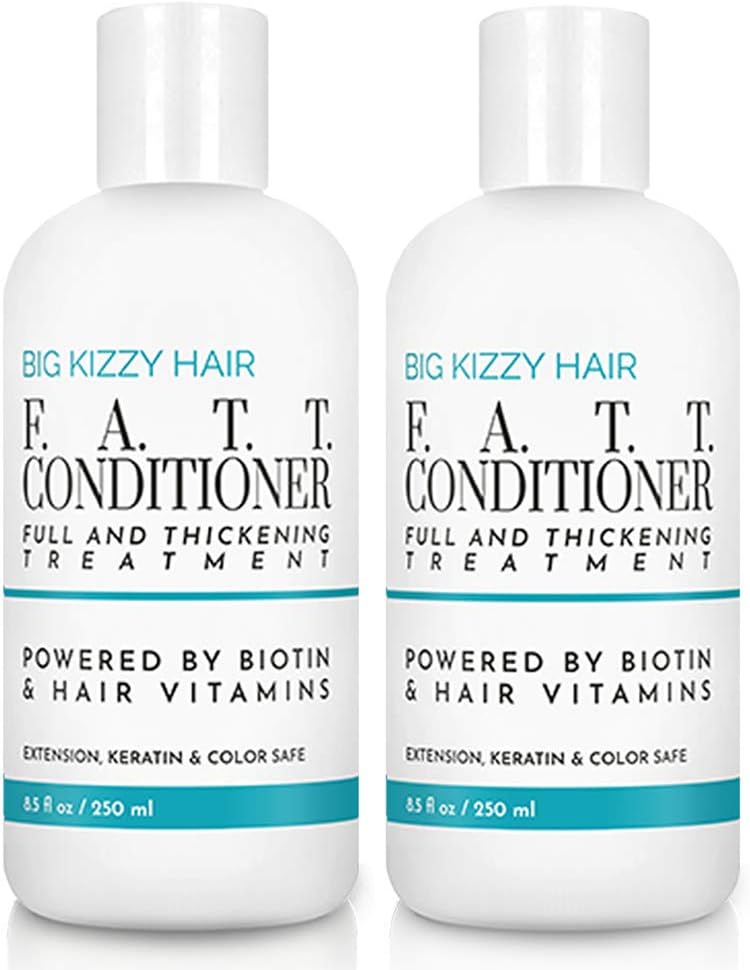 BIG KIZZY Volumizing Biotin Conditioner Set of 2, 8.5oz - Color, Keratin Treatment & Hair Extension Safe, Strengthen & Nourish Your Hair, Body Building, Thickening & Gentle Hair Care
