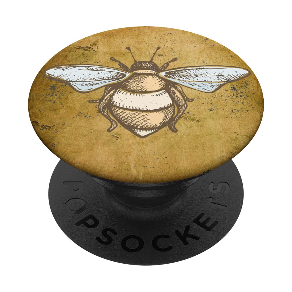 Old Paper Vintage Aesthetic Cottagecore Honey Bee PopSockets Swappable PopGrip