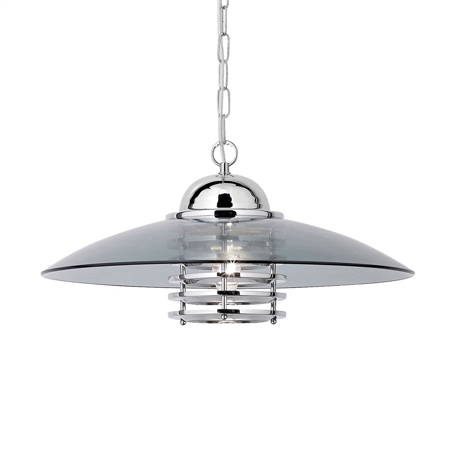 Searchlight Pendant Lamp with Smoked Glass Shade Adjustable Chain to The Desired Height. Ref. 1300cc 60W Chrome