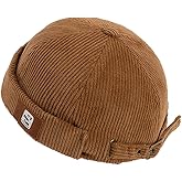 Men Hats Docker Cap Hats Beanie Sailor Cap Worker Hat Rolled Cuff Retro Brimless Hat with Adjustable