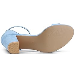 Allegra K Women's High Chunky Heel Ankle Strap Sky