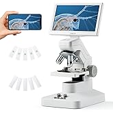 TOMLOV DM301 Pro Microscope for Kids Adults Students, Digital Microscope with 7" Screen, USB & HDMI Output, Wireless Biological Educational Science Scope Camera with Slides Kits for Classroom Home Lab