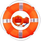 Lifebuoy Set 20Inch Life Preserver Ring and Water Floating Lifesaving Rope 98.4FT,Swim Foam Buoy,Swimming Pool Safety Throwing Ring with Perimeter Rope,Throwable Flotation Device