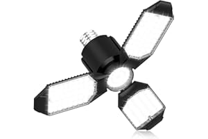 toberich LED Garage Light Bulb, 8000LM Shop Lights with 3+1 Deformable Panels, 6500K Screw in Ceiling Lights for Garage, Workshop, Workbench, Basement