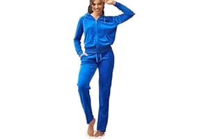 LeeHanTon Velour Tracksuit Womens Sweatsuit Set - Athletic Zip Up Hoodies and Sweatpants Outfits with Stripes