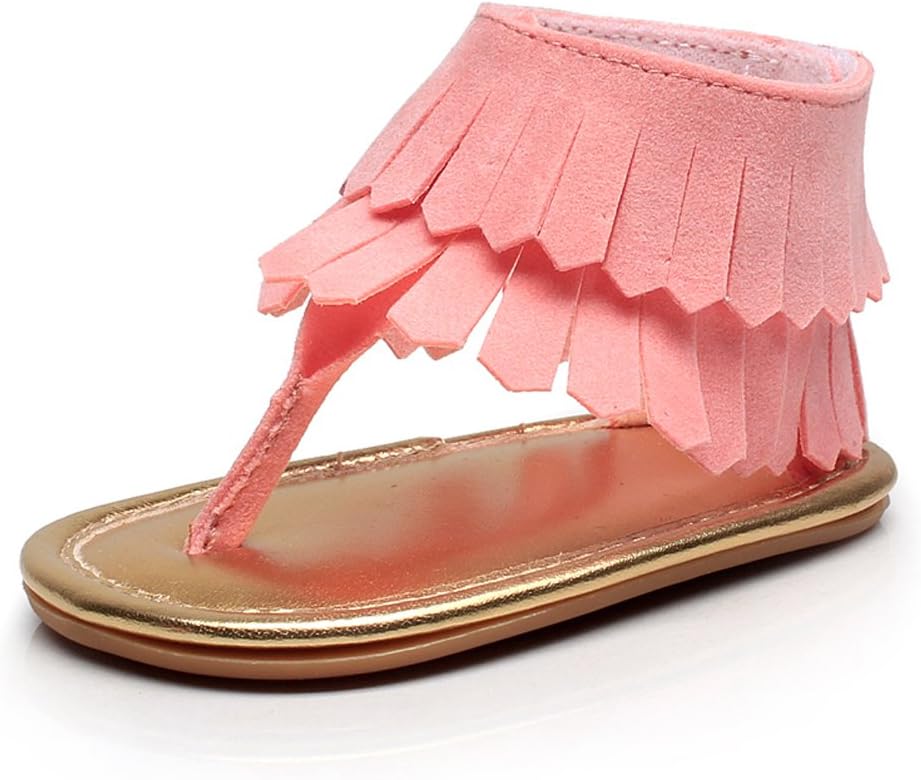 Baby Sandals Tassels Premium Rubber Sole Dress Shoes for Girls Prewalker Toddler Moccasins