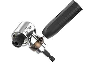 LABEAR - 1/4" Dr Impact Right Angle Drill Attachment, Right Angle Drill, 360° Rotating Head, 90° Adjustable Handle, Quick-Release Mechanism, Compatible with Impact Drivers & Manual Tools
