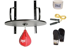 Everlast Speed Bag Kit - Wooden Platform, Swivel, Jump Rope, Hand Wraps, Bag Gloves - Boxing Equipment for Speed Bag & Reflex