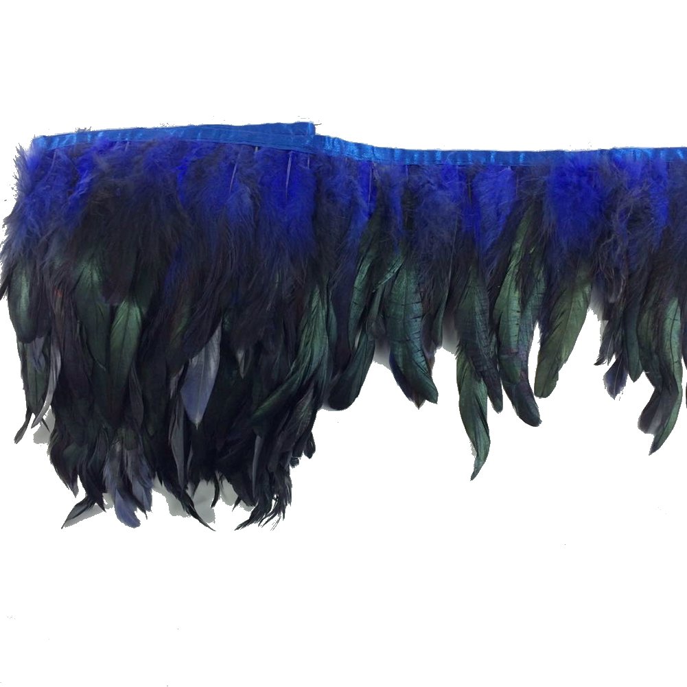 Sowder Rooster Hackle Feather Fringe Trim 5-7" in Width Pack of 5 Yards(royal blue)