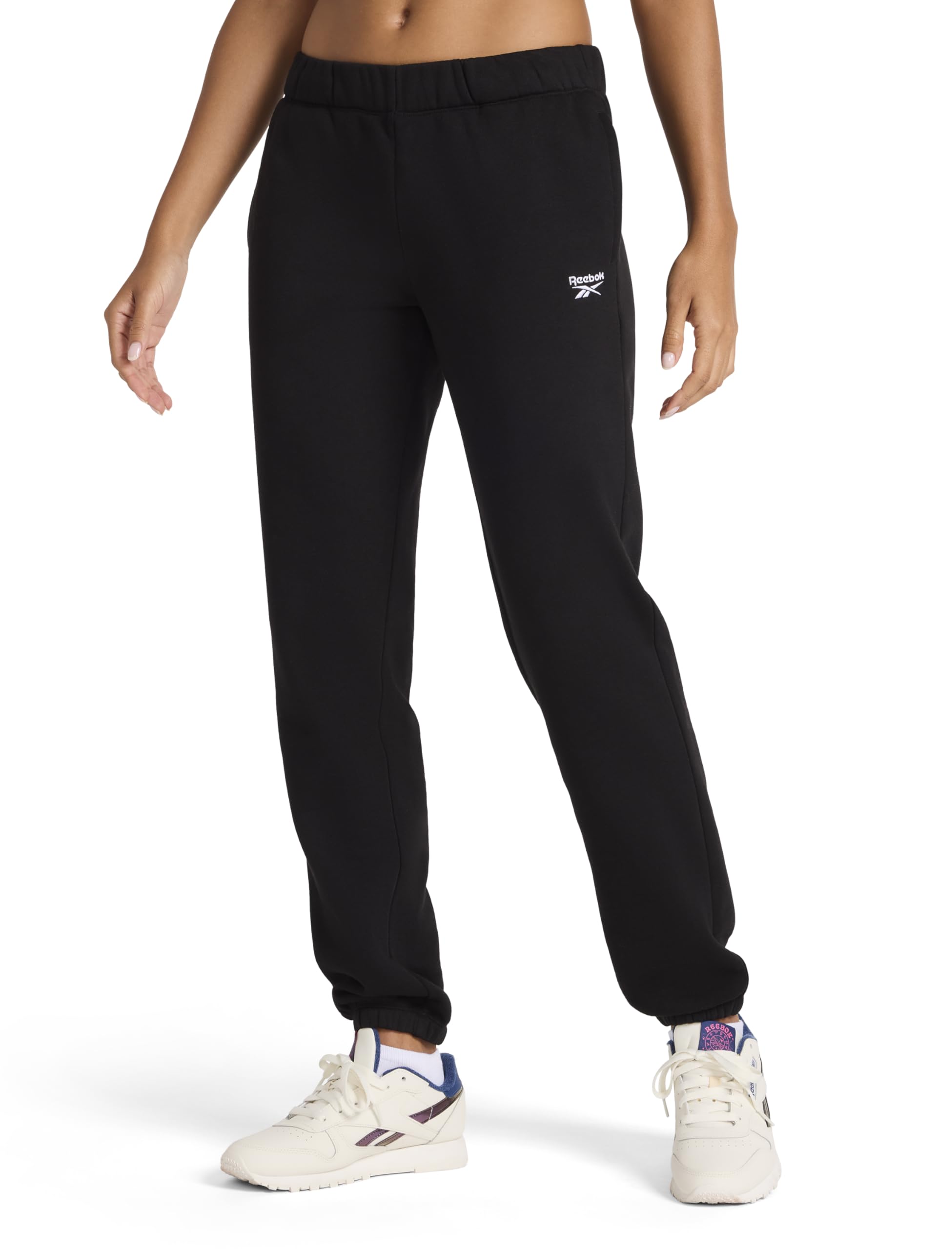 Reebok Women’s Classic Cinch Pant, Standard Fit, Midweight Cotton-Poly Fabric, Black, Medium