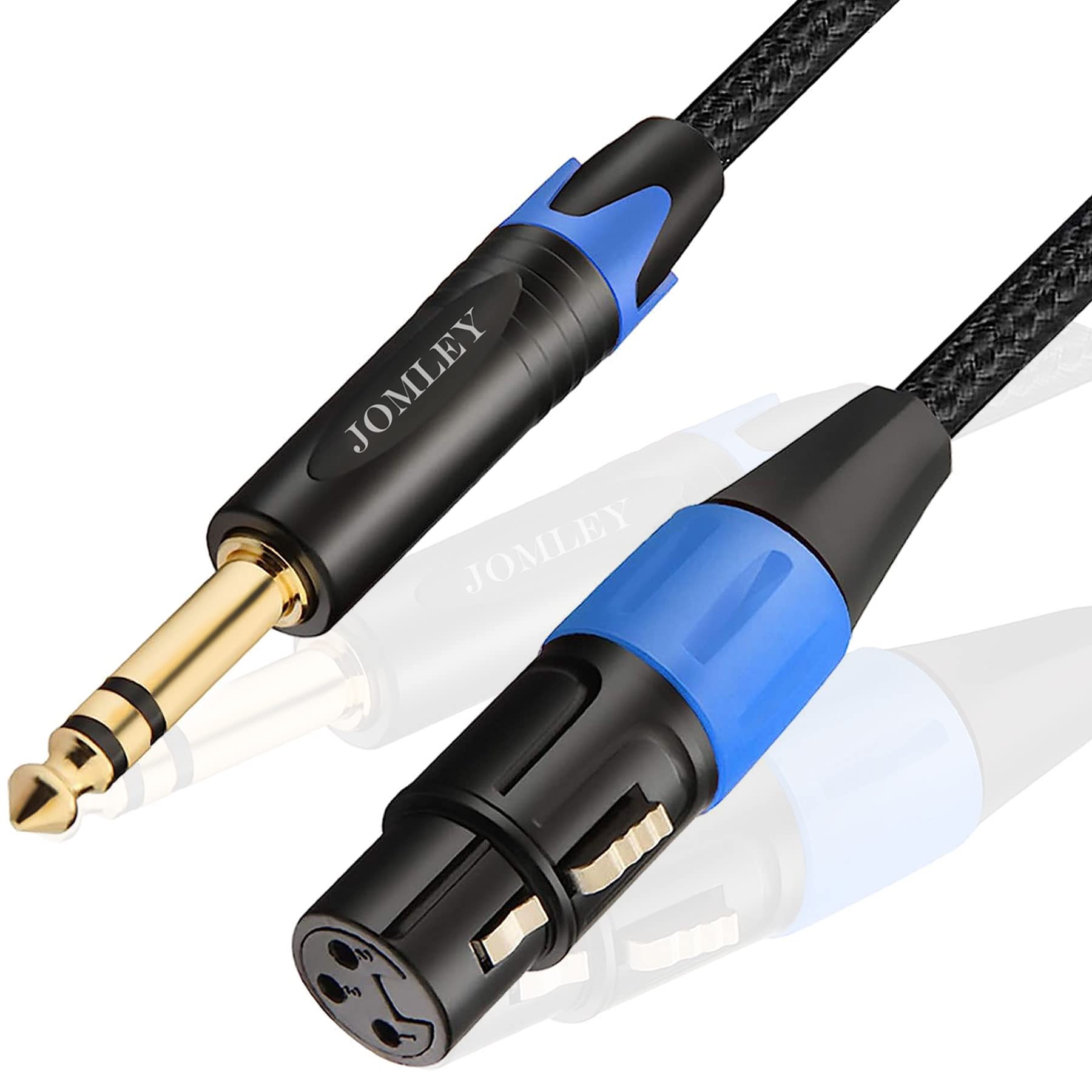 JOMLEY Female XLR to 1/4'' TRS Cable, Nylon Braid 3-Pin XLR Female to 6.35mm TRS Stereo Jack Balanced Interconnect Microphone Cable - 2m