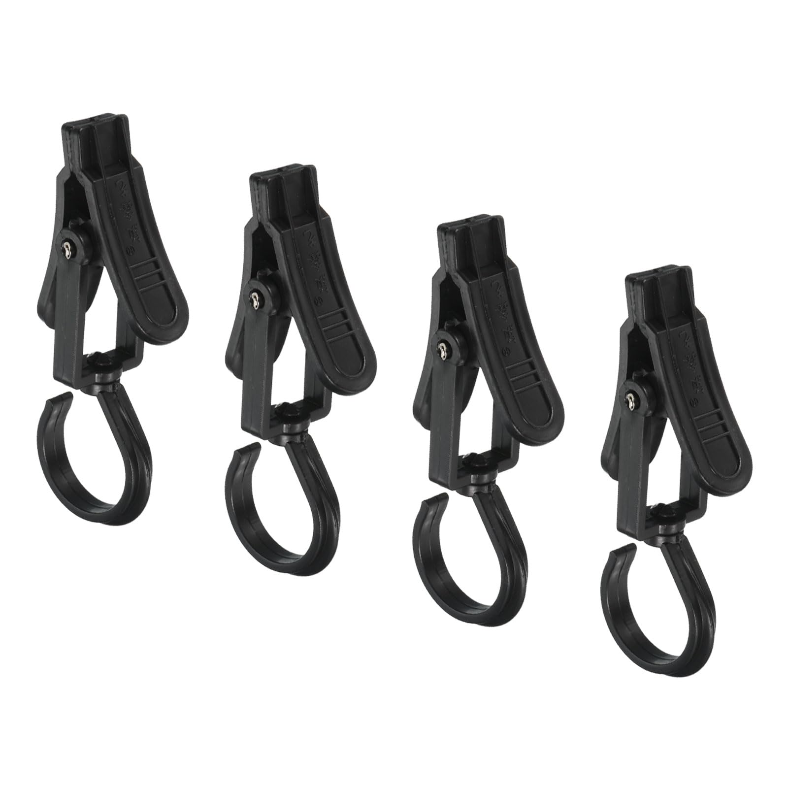 M METERXITY 4 Pack Multifunctional Clip Tent Canopy Clip - Adjustable Tent Light Hook Plastic Camping Clamp Accessories, Apply to Camping Hiking (Black)