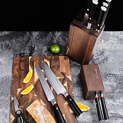 Emojoy Knife Set, 16Piece Kitchen Knife Set with Block and Serrated