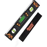 Mecurate 10-Inch Digital Torpedo Level, Magnetic Angle Finder, &plusmn;0.1&deg; | &plusmn;0.1&deg; accuracy, strong magnets and V-groove base for secure hold; auto-rotating LCD, 4 units, audio alerts and carrying case.