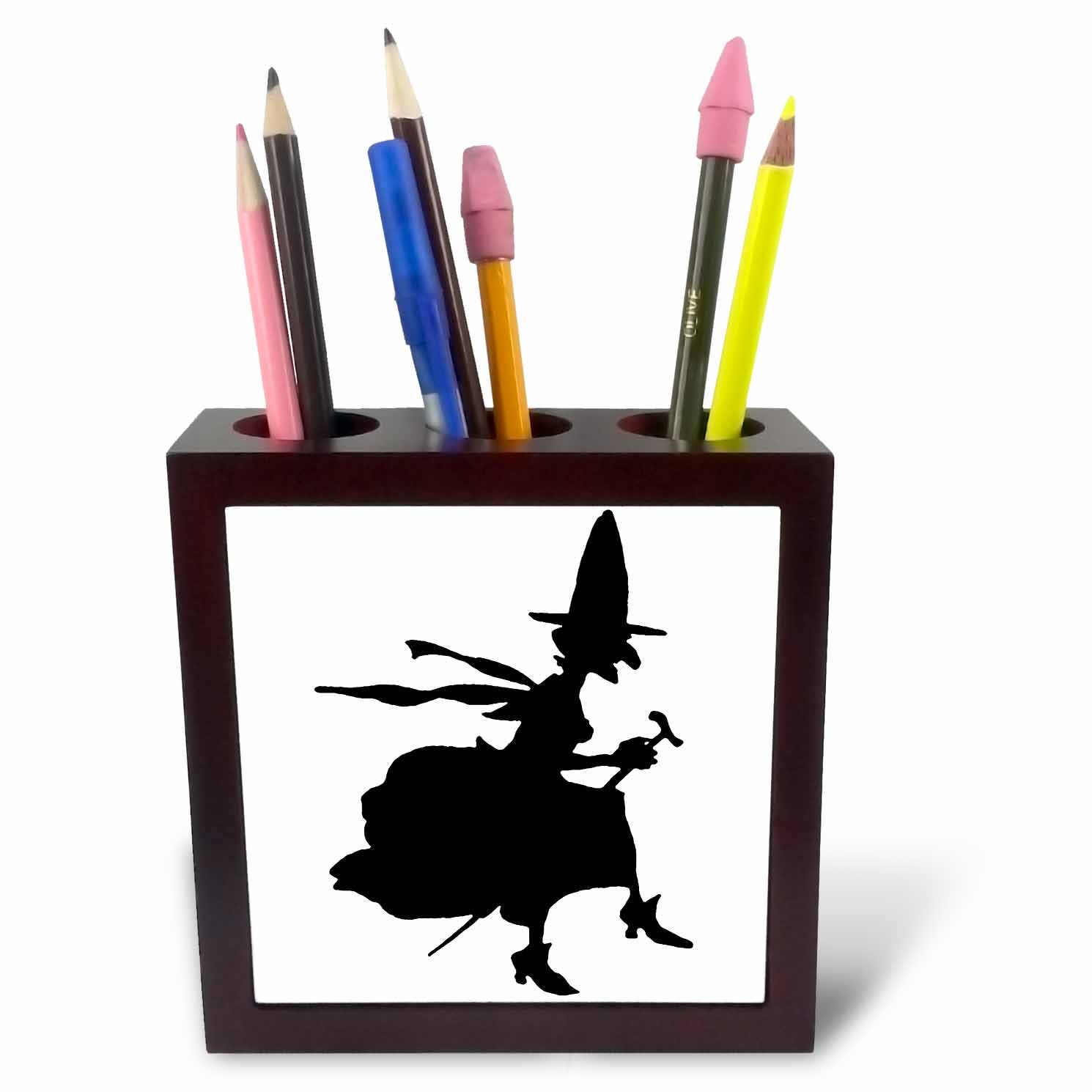 3dRose ph_165486_1 5-Inch "Witch Silhouette Artwork" Tile Pen Holder