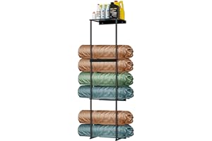 CHJgroup Camping Chair Wall Storage for Garage, Metal Camping Chair Storage Rack Wall Holder, Double Layer Wall Mount, Stainless Steel, Beach Chair Rack, Umbrella Holder, Organizer, Black