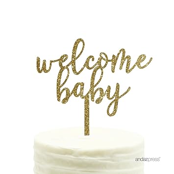 Amazon Com Andaz Press Baby Shower Acrylic Cake Toppers Gold