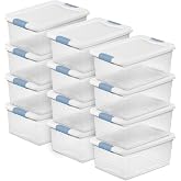 Sterilite Latching Box with Lids for Home and Office, 15 Quart, 12-Pack | Heavy-Duty and Stackable Plastic Containers with Latches for Closet, Cabinet, Bedroom, Bathroom and Dorm Room Organization