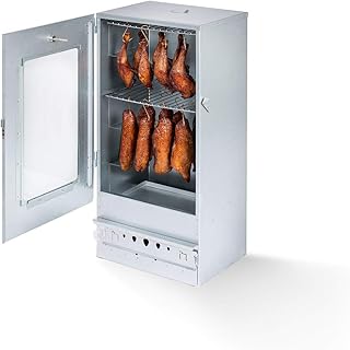 KAISER COMPANY '50' Hochwertiger Räucherofen/Räucherschrank aus verzinktem Blech - Holzbefeuerung I Tragbarer Smoker 80 cm I Perfekt zum Räuchern I Passen bis zu 10kg Fleisch I mit Zubehör