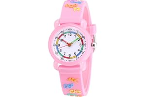 Jewtme Cute Toddler Children Kids Watches Ages 3-8 Analog Time Teacher 3D Silicone Band Cartoon Watch for Little Girls Boys