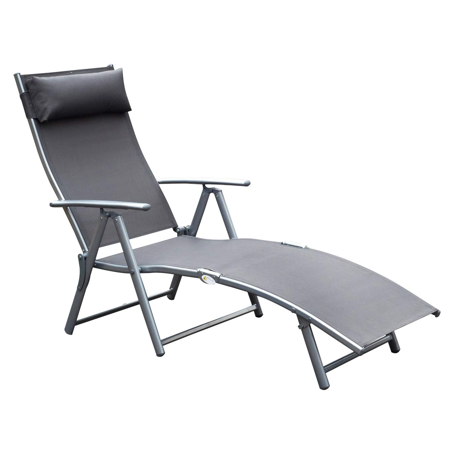 Outsunny transat Chaise Longue Bain de Soleil Pliable Dossier