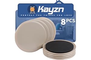 KAYZN Furniture Sliders for Carpet, 8 Pcs 7" Round Furniture Moving Sliders, Heavy-Duty Furniture Movers - Reusable Carpet Sliders, Move Any Item Quickly, Easily and Safe!