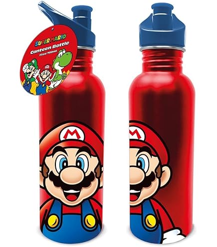 Botella Agua Deportiva Super Mario - 400 Ml - Plástico Libre BPA - Ideal Niños Y Deporte