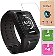 TomTom Spark Screen Protector (3-Pack), QIBOX Tempered Glass Screen Guard for TomTom Spark Cardio Music Fitness Watch TomTom Spark 3, 9H Hardness Multi-layer Shatterproof and Anti-Bubble