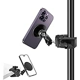 Mic Stand Phone Holder, for MagSafe Phone Holder with Clamp, Dual Ball Head 360° Swivel Magnetic Microphone Stand Phone Mount Clip for iPhone 16 15 14 MAX Pro Samsung Galaxy and Any Smartphones