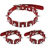 FM FM42 Multicolor PU Simulated Leather Rivets Spikes Square Ring Collar Choker Necklace and Bracelet Set