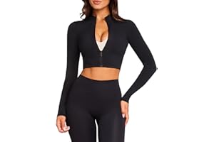 TZLDN Women Zip Up Cropped Running Jackect Long Sleeve Workout Lightweight Gym Clothes Yoga Athletic Crop Top Sport Femme